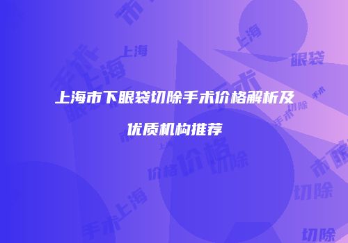上海市下眼袋切除手术价格解析及优质机构推荐