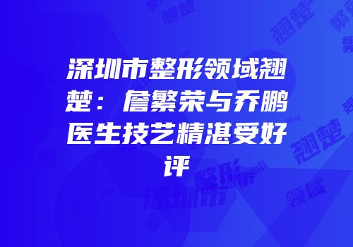 深圳市整形领域翘楚：詹繁荣与乔鹏医生技艺精湛受好评