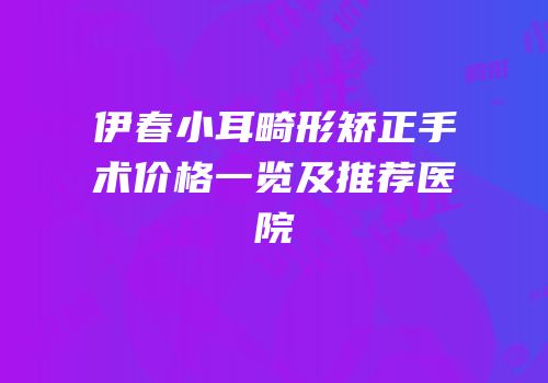 伊春小耳畸形矫正手术价格一览及推荐医院