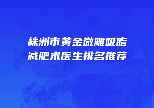 株洲市黄金微雕吸脂减肥术医生排名推荐