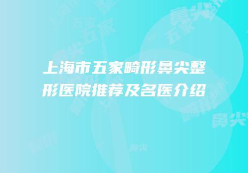 上海市五家畸形鼻尖整形医院推荐及名医介绍
