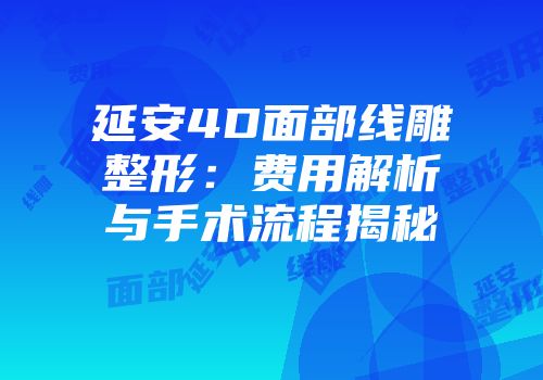 延安4D面部线雕整形：费用解析与手术流程揭秘