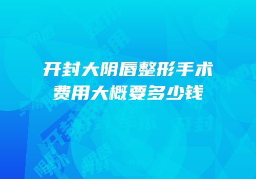开封大阴唇整形手术费用大概要多少钱