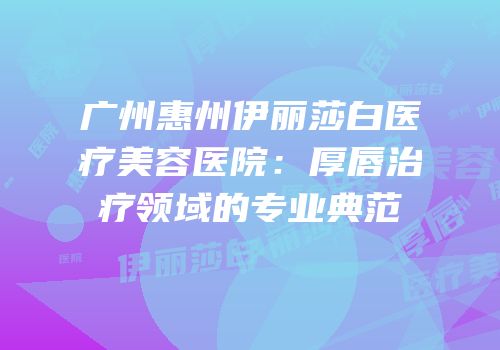 广州惠州伊丽莎白医疗美容医院：厚唇治疗领域的专业典范