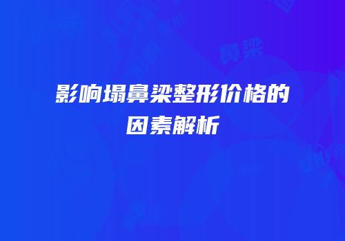 影响塌鼻梁整形价格的因素解析