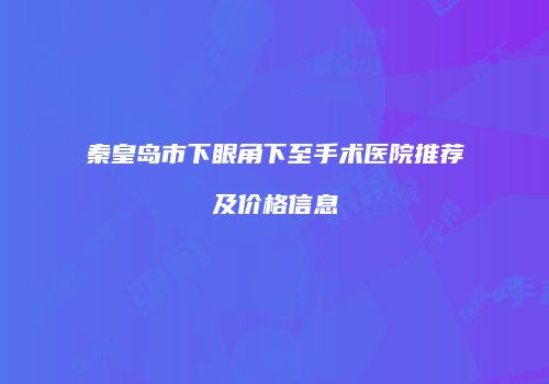 秦皇岛市下眼角下至手术医院推荐及价格信息