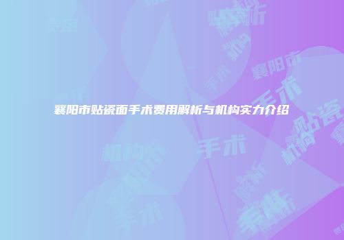 襄阳市贴瓷面手术费用解析与机构实力介绍