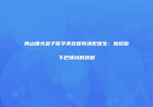 佛山曙光金子医学美容医院汤宏医生：玻尿酸下巴领域的翘楚