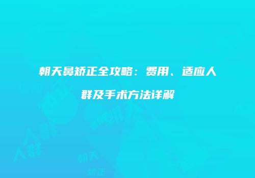 朝天鼻矫正全攻略：费用、适应人群及手术方法详解