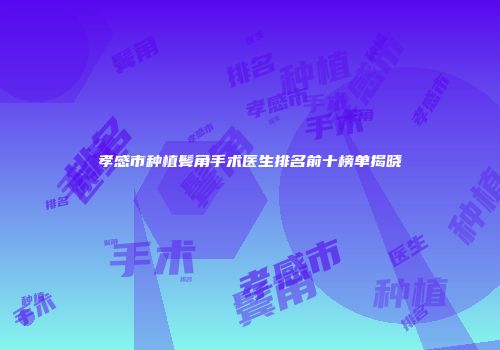 孝感市种植鬓角手术医生排名前十榜单揭晓