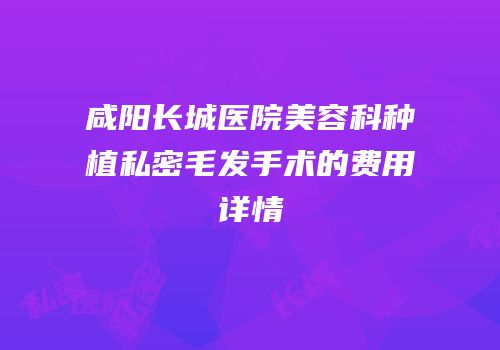 咸阳长城医院美容科种植私密毛发手术的费用详情