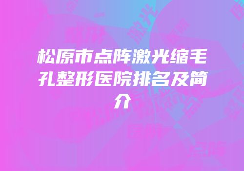 松原市点阵激光缩毛孔整形医院排名及简介