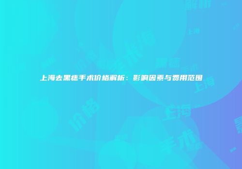 上海去黑痣手术价格解析：影响因素与费用范围