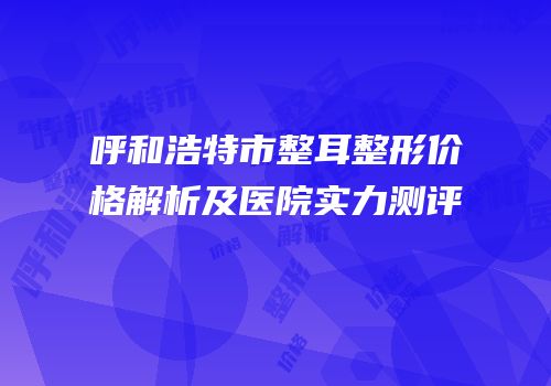 呼和浩特市整耳整形价格解析及医院实力测评