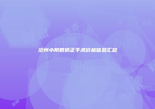 沧州小阴唇矫正手术价格信息汇总