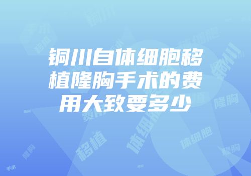 铜川自体细胞移植隆胸手术的费用大致要多少