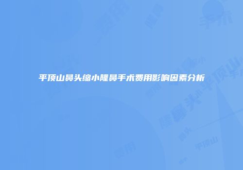 平顶山鼻头缩小隆鼻手术费用影响因素分析