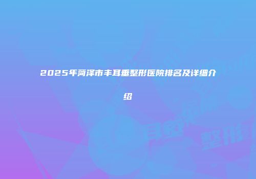 2025年菏泽市丰耳垂整形医院排名及详细介绍