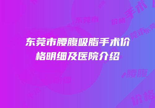 东莞市腰腹吸脂手术价格明细及医院介绍