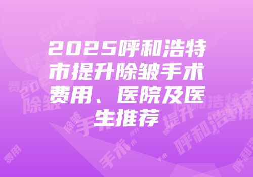 2025呼和浩特市提升除皱手术费用、医院及医生推荐