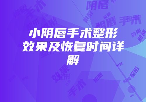 小阴唇手术整形效果及恢复时间详解