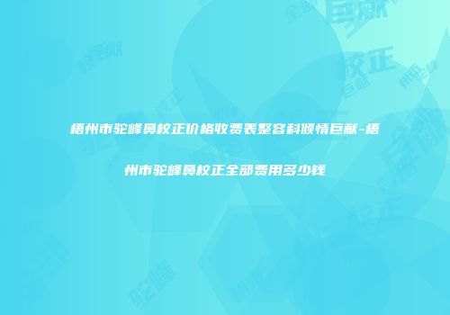 梧州市驼峰鼻校正价格收费表整容科倾情巨献-梧州市驼峰鼻校正全部费用多少钱