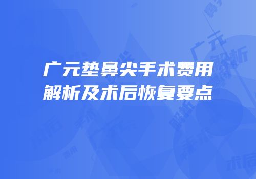 广元垫鼻尖手术费用解析及术后恢复要点