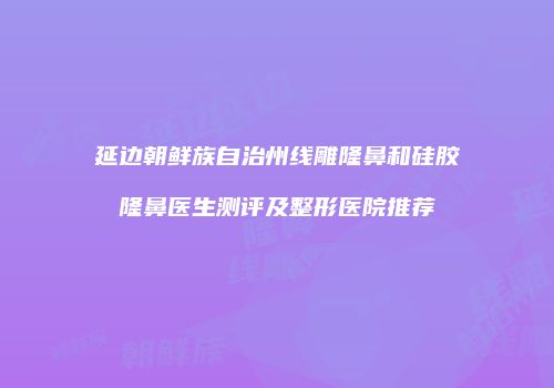 延边朝鲜族自治州线雕隆鼻和硅胶隆鼻医生测评及整形医院推荐