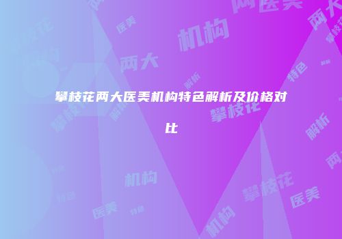 攀枝花两大医美机构特色解析及价格对比