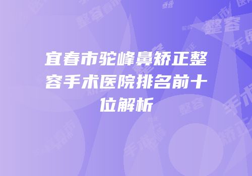 宜春市驼峰鼻矫正整容手术医院排名前十位解析