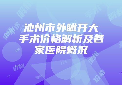 池州市外眦开大手术价格解析及各家医院概况
