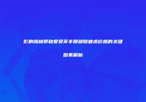 影响锡林郭勒爱贝芙丰颞部除皱术价格的关键因素解析