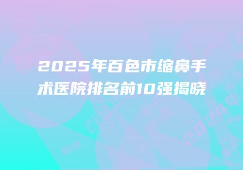 2025年百色市缩鼻手术医院排名前10强揭晓