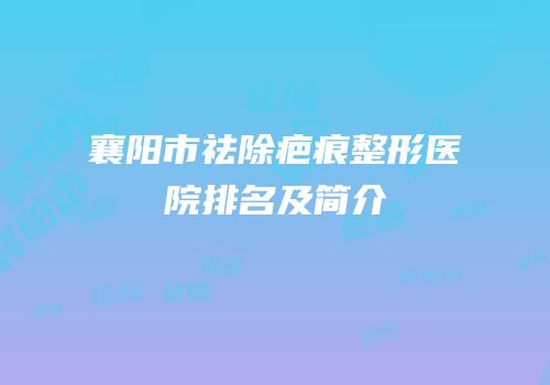 襄阳市祛除疤痕整形医院排名及简介