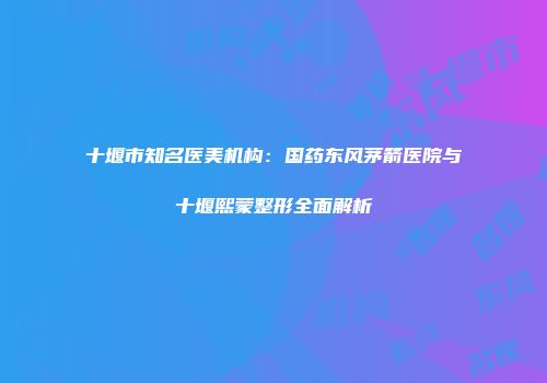 十堰市知名医美机构：国药东风茅箭医院与十堰熙蒙整形全面解析