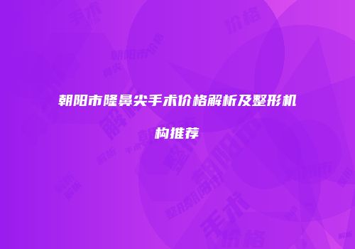 朝阳市隆鼻尖手术价格解析及整形机构推荐