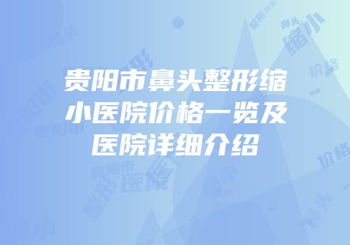 贵阳市鼻头整形缩小医院价格一览及医院详细介绍