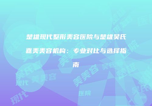 楚雄现代整形美容医院与楚雄吴氏嘉美美容机构：专业对比与选择指南