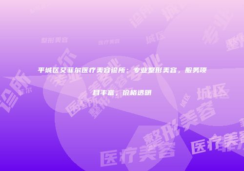 平城区艾菲尔医疗美容诊所：专业整形美容，服务项目丰富，价格透明