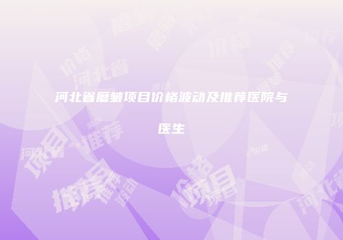 河北省磨皱项目价格波动及推荐医院与医生