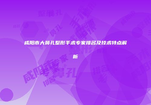 咸阳市大鼻孔整形手术专家排名及技术特点解析