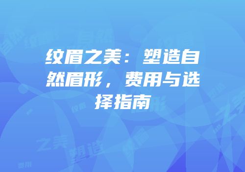 纹眉之美：塑造自然眉形，费用与选择指南