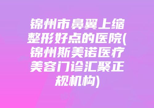 锦州市鼻翼上缩整形好点的医院(锦州斯美诺医疗美容门诊汇聚正规机构)