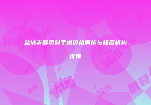 盐城市唇裂科手术价格解析与知名机构推荐