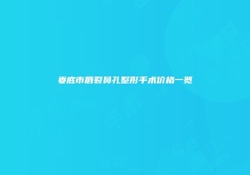 娄底市唇裂鼻孔整形手术价格一览
