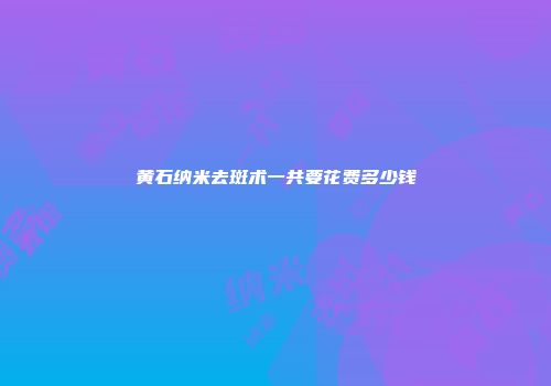 黄石纳米去斑术一共要花费多少钱