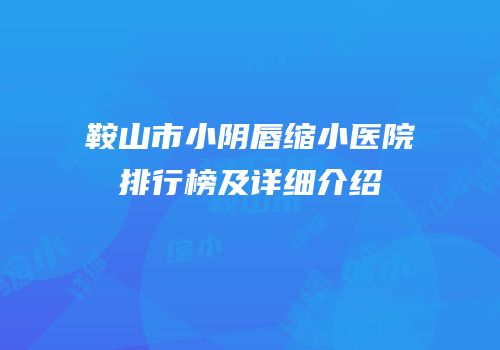 鞍山市小阴唇缩小医院排行榜及详细介绍