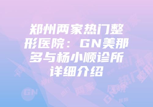 郑州两家热门整形医院：GN美那多与杨小顺诊所详细介绍