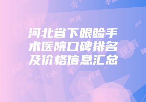 河北省下眼睑手术医院口碑排名及价格信息汇总