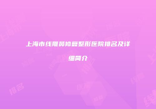 上海市线雕鼻修复整形医院排名及详细简介